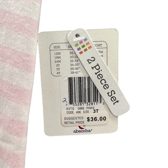 Absorba Toddler Girls 3T Legging Top Outfit Pink Stars Faux Denim - Picture 9 of 9